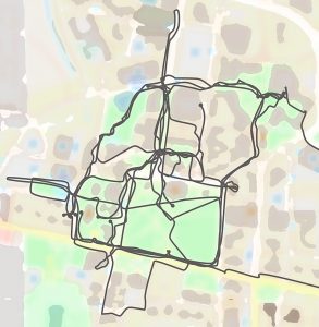 Map of campus with paths drawn on it