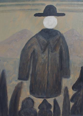 Hat Moon Coat. A painting by Stephen W. Evans